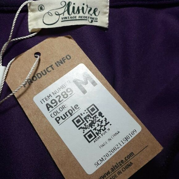 AISIZE Dress Purple Retro Classy V-Neck Stretch Business Wrap Bodycon Medium - Picture 11 of 12